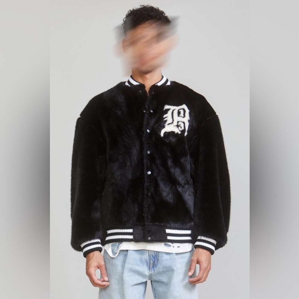 R13 Furry Logo bomber. Size small. Oversized!!